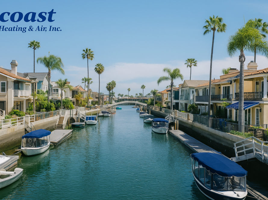 Long Beach canal homes in Naples neighborhood, showing coastal environment where saltwater intrusion affects plumbing systems.